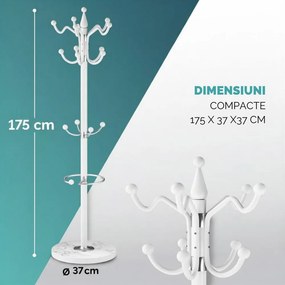 Cuier de podea TENZY cu bază din marmură, 37x173cm, alb Casaria