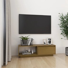 Comoda TV, maro miere, 110x30x33,5 cm, lemn masiv de pin