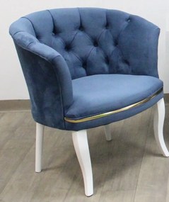 Fotoliu Milano, albastru, picioare albe, Homs