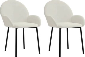vidaXL Scaune de bucătărie, 2 buc., crem, catifea