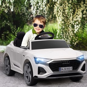 AIYAPLAY Mașină Electrică pentru Copii, 12V Audi Q8, 3-5 km/h, Telecomandă, Faruri, Muzică, Alb | Aosom Romania