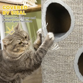 PawHut Turn Sisal pentru Pisici, Ansamblu cu Platforme Înveliș Moale, Φ38x70 cm, Gri | Aosom Romania