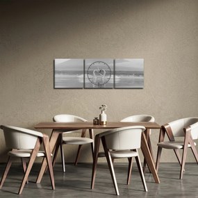 Tablou - Lebede îndrăgostite (cu ceas) (90x30 cm)