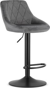 OFERTA Scaun de bar gri VELVET KAST cu picior negru II calitate