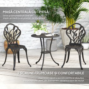 Outsunny Set de Gradina 3 Piese din Aluminiu cu 2 Scaune | Aosom Romania
