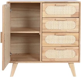 Bufet natur din metal , lemn de cauciuc si rattan , "Natqi"