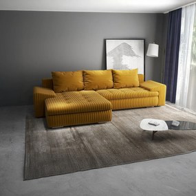 Colțar extensibil dumonde cu ladă de depozitare si sezut confortabil din spuma high-density, Leonardo Ambience Mustar 260x185 cm