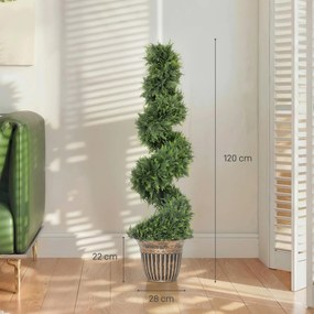 HOMCOM Set 2 Chiparoși Artificiali Spiralați 120 cm cu Ghiveci, pentru Decor Interior și Exterior, Verde | Aosom Romania