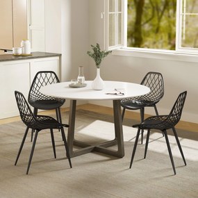 HOMCOM Set 4 Scaune Moderne cu Spătar Perforat Plastic și Metal Negru | Aosom Romania