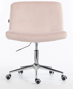 HR150K Scaun Roz Pudra din Catifea cu Bază Cromata