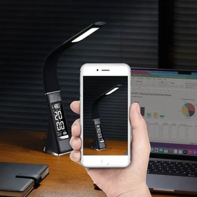 Immax 08947L - LED Lampă de masă dimmabilă cu display LEATHER LED/6,5W/5V negru