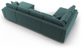 Colțar petrol extensibil, cu spațiu de depozitare cu tapițerie din catifea (cu colț pe partea stângă-în formă de "U") Kyoto – Cosmopolitan Design