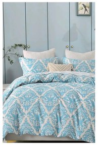 Lenjerie de pat albastră/gri din bumbac ranforcé pentru pat dublu/extinsă cu cearceaf inclus/cu 4 piese 200x220 cm Damask – Mila Home