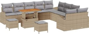 vidaXL Set de canapele pentru grădină cu pernă 13 pcs Bej poliratan