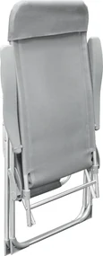 Set 2 x Scaun gradina cu spatar inalt Aluminiu Pliabil Gri