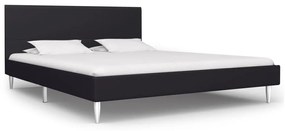 Cadru de pat, negru, 160 x 200 cm, material textil Negru, 160 x 200 cm