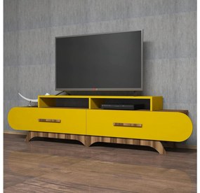Masă TV/Dulap Florian (Nuc + Galben). 1088859