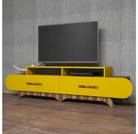 Masă TV/Dulap Florian (Nuc + Galben). 1088859