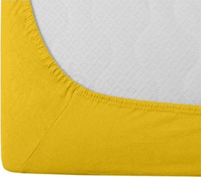 Cearsaf Jersey EXCLUSIVE cu elastic galben mustar 180 x 200 cm