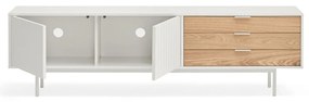 Comodă TV albă/în culoare naturală cu aspect de lemn de stejar 180x52 cm Sierra – Teulat