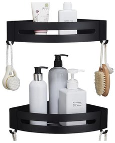 Set 2 etajere Livit Sheld, pe colt, plastic, negru