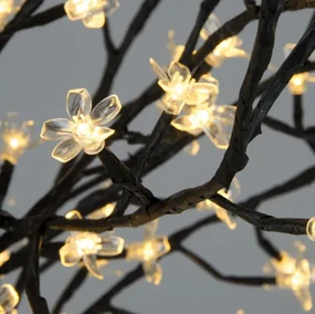 Copac decorativ cu LED-uri cu flori - 1,5 m, alb cald