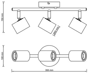 Brilliant - Lampă spot KERRY 3xE27/40W/230V, negru/bambus