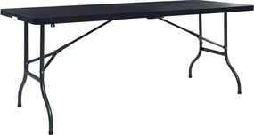 vidaXL Masă grădină pliabilă, negru, 180x75x72 cm, HDPE imitație ratan