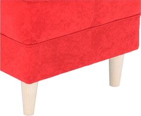Fotoliu cu taburet, material roşu, ASTRID