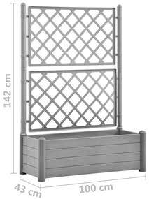 Jardiniera de gradina cu spalier, gri piatra, 100x43x142, PP 1, Gri, 100 x 43 x 142 cm
