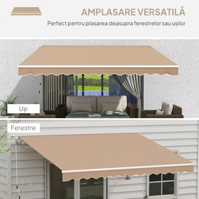 Outsunny Copertină Pliabilă pentru Exterior, Copertină Tip Roll-Up cu Deschidere Manivelă, 350x250 cm, Galben | Aosom Romania
