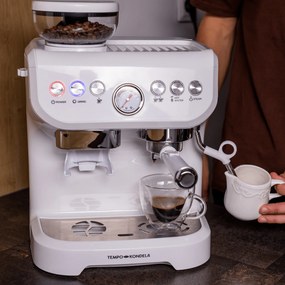 TEMPO-KONDELA BERNY, aparat de cafea cu manetă cu râşniţă, alb