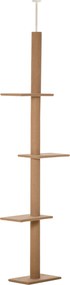 PawHut Coloană de Zgâriat Reglabilă pe 4 Nivele, Tapițată, 43x27x228-260cm, Gri | Aosom Romania