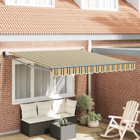 vidaXL Pătură Retractabilă Manuală Verde și Galben 300 x 250 cm