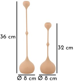 Mauro Ferretti Set Suport Lumanare Slimmy Roz 2 Bucati Cm Ø 8X26-8X35 | Aosom Romania
