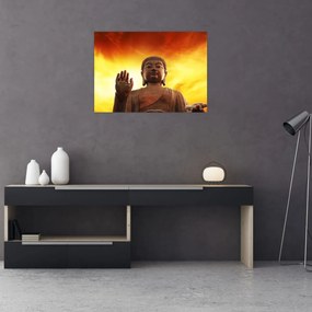Tablou - Buddha cu fundal roșu și galben (70x50 cm)