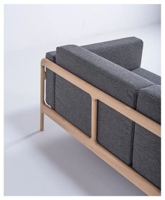 Canapea cu structură din lemn de stejar Gazzda Fawn, 210 cm, gri închis