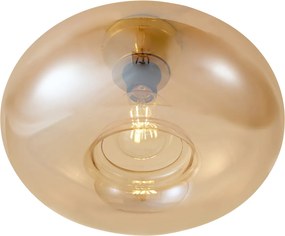 Plafonieră Art Deco din alamă cu sticlă chihlimbar 40cm - Busa