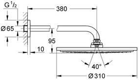 Dus fix Grohe Rainshower Cosmopolitan, 1/2'', 310 mm, 1 jet, anti-calcar, cool sunrise-26066GL0