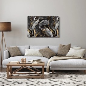 Tablou - Frunze tropicale, Galben - auriu (90x60 cm)