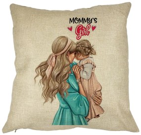 Perna Decorativa Patrata Mommy&apos;s Girl, 40x40 cm, Husa Detasabila, Burduf