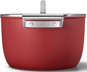 Oala cu capac SMEG CKFC2611RDM, 7,7 l, Ø26 cm, Acoperire cu teflon, Pana la 250°C, Inductie, Rosu