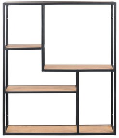 Bibliotecă de perete neagră/în culoare naturală cu aspect de lemn de stejar 75x91 cm Seaford – Actona