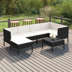 3094408 vidaXL Set mobilier de grădină cu perne, 7 piese, negru, poliratan