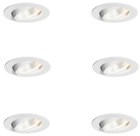 Set de 6 spoturi încastrate albe 6,8 cm, inclusiv LED 750 lm, cu dimmer IP65 - Gaius