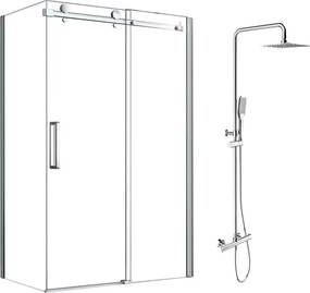 Pachet cabina de dus Fluminia Paloma gri 120x90 cm si coloana de dus OMNIRES Y crom