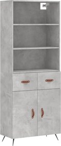 vidaXL Dulap înalt, gri beton, 69,5x34x180, lemn compozit