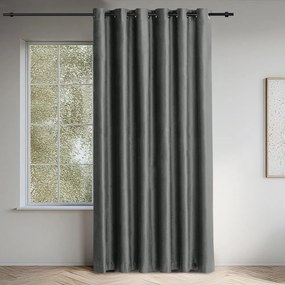 Draperie gri închis dimout (semi-opacă) din catifea 200x175 cm Velto – Filumi