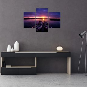 Tablou cu barci pescărești în port (90x60 cm)