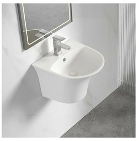 Lavoar suspendat Inter Ceramic oval alb lucios 48.5 cm